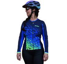 Camisa Ciclismo Aqua Ciclopp Manga Longa Azul Feminina