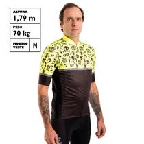 Camisa Ciclismo Bicicleta DaMatta Rock n Roll Amarelo/Preto