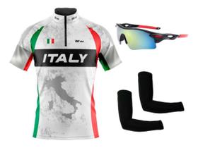 Camisa Ciclismo Bike MTB C/ Proteção UV + Óculos Esportivo Espelhado + Par de Manguitos
