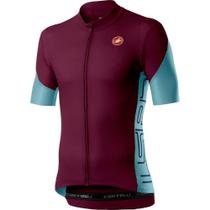 Camisa Ciclismo Castelli Entrata V Bordô e Azul Masculino