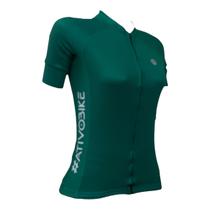Camisa Ciclismo Clássica Verde Feminina - Zíper Total