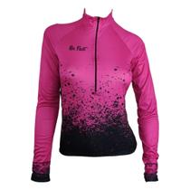 Camisa Ciclismo Feminina Be Fast Manga Longa Pintas Pretas Bike Mtb