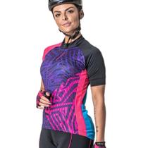 Camisa ciclismo feminina poker root manga curta bike bolso