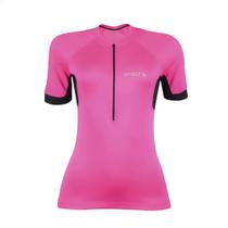 Camisa Ciclismo Feminina Rosa Tamanho M Zíper Dryfit Proteção UV30+ Corrida Treino Academia Musculação Atrio VB018