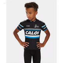 Camisa Ciclismo Manga Curta Caloi Infantil Bike Uv Mtb Zíper Fitness