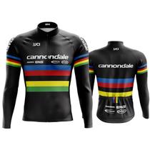 Camisa Ciclismo Manga Longa Cannondale UCI Preta Com Bolsos Proteção Solar UV50