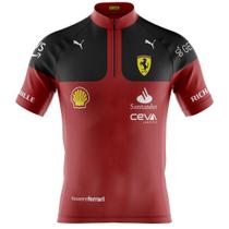 Camisa Ciclismo Masculina Ferrari F1 Com Bolsos UV 50+