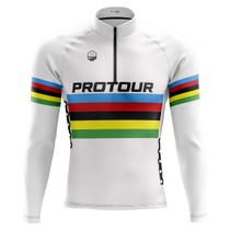 Camisa Ciclismo Masculina Manga Longa ProTour UCI Branco Proteção UV+50