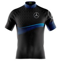 Camisa Ciclismo Masculina Mountain bike Mercedes Com Bolsos Proteção Solar Fator UV 50
