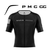 Camisa ciclismo masculina preta modelagem slim design profissional pro force black