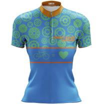 Camisa Ciclismo Mountain Bike Feminina Pro Tour Bike Love Com Bolsos UV 50+