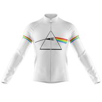 Camisa Ciclismo Pink Floyd Branca Manga Longa Zíper Full Fitness Dry Fit Decole - Camisa Ciclismo Pink Floyd Branca Manga Longa Zíper Full Fitness Dry Fit Decole -