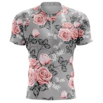 Camisa Ciclismo Rosas Exóticas Curta Dry Fit Bike Mtb Primavera UV50