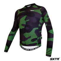 Camisa Ciclismo Slim Unissex Manga Longa SXTR Cargo Verde Camisa Ciclismo Slim Unissex Manga Longa SXTR Cargo Verde
