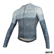 Camisa Ciclismo Slim Unissex Manga Longa SXTR Mescla Cinza