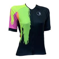 Camisa Ciclismo Suprema Performance Feminina Neon - Ziper Total