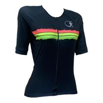 Camisa Ciclismo Suprema Performance Feminina Reggae - Ziper Total - AtivoBike