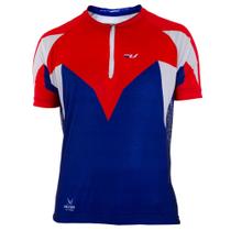 Camisa Ciclismo Ultra Bikes Max Dry Azul/Vermelho Tamanho G