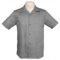 Camisa Cinza em Brim com Fechadura de Botão e Manga Curta G - 15500078-CIN - NEXUS