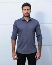 Camisa cinza manga longa-fibra de bamboo