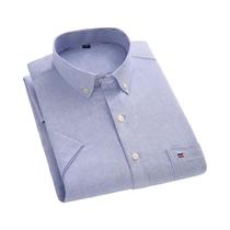 Camisa Clássica Masculina De Manga Curta Em Algodão Oxford 7XL 6XL, Estampa Xadrez E Listras, Ajuste