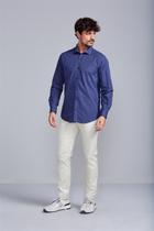 Camisa com Bolso Slim Fit - Azul Marinho