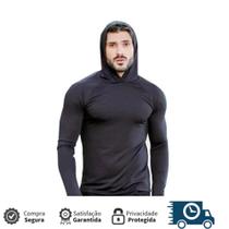 Camisa Com Capuz Segunda Pele Térmica Com Proteção UV Lisa Esporte