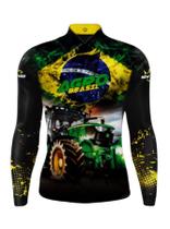 Camisa com Proteção Solar Agro Brasil Trator Camisa de Pesca Manga Comprida