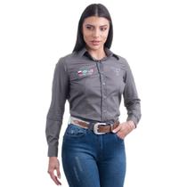 Camisa Competição Feminina Manga Longa Texas Farm - Cap007 - Cinza Chumbo