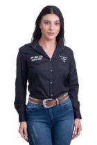 Camisa Competição Feminina Manga Longa Texas Farm - Cap007 - Preto/ Branco