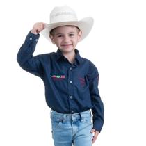 Camisa Competição Masculina Infantil Manga Longa Texas Farm - Cp005/ Inf - Azul Marinho/ Vinho