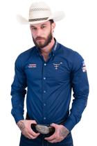 Camisa Competição Masculina Manga Longa - Cp009 - Azul Marinho/ Bege Escuro