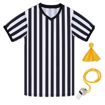 Camisa comprida Referee com decote em V preta e branca listrada