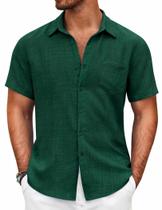 Camisa COOFANDY Casual Summer de manga curta verde escuro