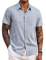 Camisa COOFANDY de manga curta casual azul jeans claro