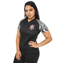 Camisa Corinthians Baby Look Lines Preta - Feminina - Bomache