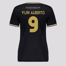Camisa Corinthians Classic 9 Yuri Alberto Feminina Preta
