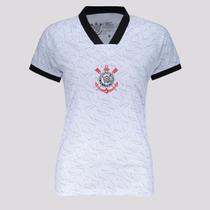 Camisa Corinthians Estampada Feminina Branca e Cinza