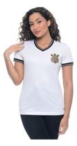 Camisa Corinthians Feminina Branca Escudo Dourado Coimbra -