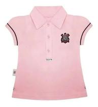 Camisa Corinthians infantil polo feminina rosa oficial