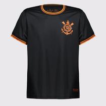 Camisa Corinthians Logo Juvenil Preta e Laranja Camisa Corinthians Logo Juvenil Preta e Laranja
