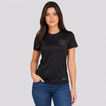 Camisa Corinthians Poliamida Brasão Feminina All Black Camisa Corinthians Poliamida Brasão Feminina All Black