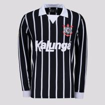 Camisa Corinthians Retrô Kalunga Manga Longa Preta
