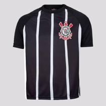 Camisa Corinthians Stripes Juvenil Preta e Branca