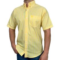 Camisa Country Amarela Classic Manga Curta Masculina