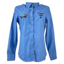 Camisa Country Bordada Feminina Competição Original Texas Farm Azul Ref: CAP007