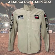 Camisa Country Bordada Masculina Os Vaqueiros Bege Cowboy Competição