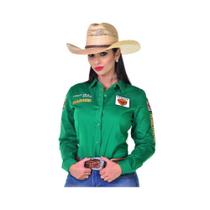 Camisa Country Bordado Feminina Radade Brands Bordada Verde Ref. 0973