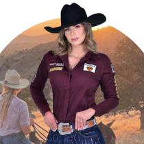 Camisa Country Competição Feminina Manga Longa Radade Brands Bordô Ref.3912