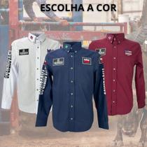 Camisa Country Competição Masculina Os Vaqueiros Bordada Cowboy Bordô Branco Azul Marinho